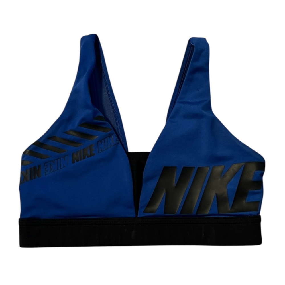 Nike Black and Blue Athletic Bra Semi-Racerback Women’s S EUC
